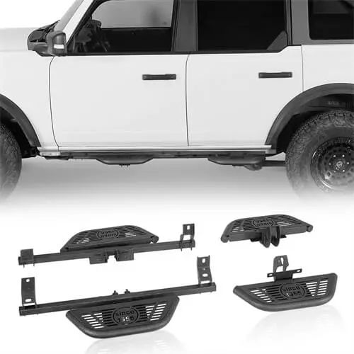 Wheel-To-Wheel Running Boards Side Hoop Steps Kit For 2021-2025 Ford Bronco 4-Door - Hooke Road 1