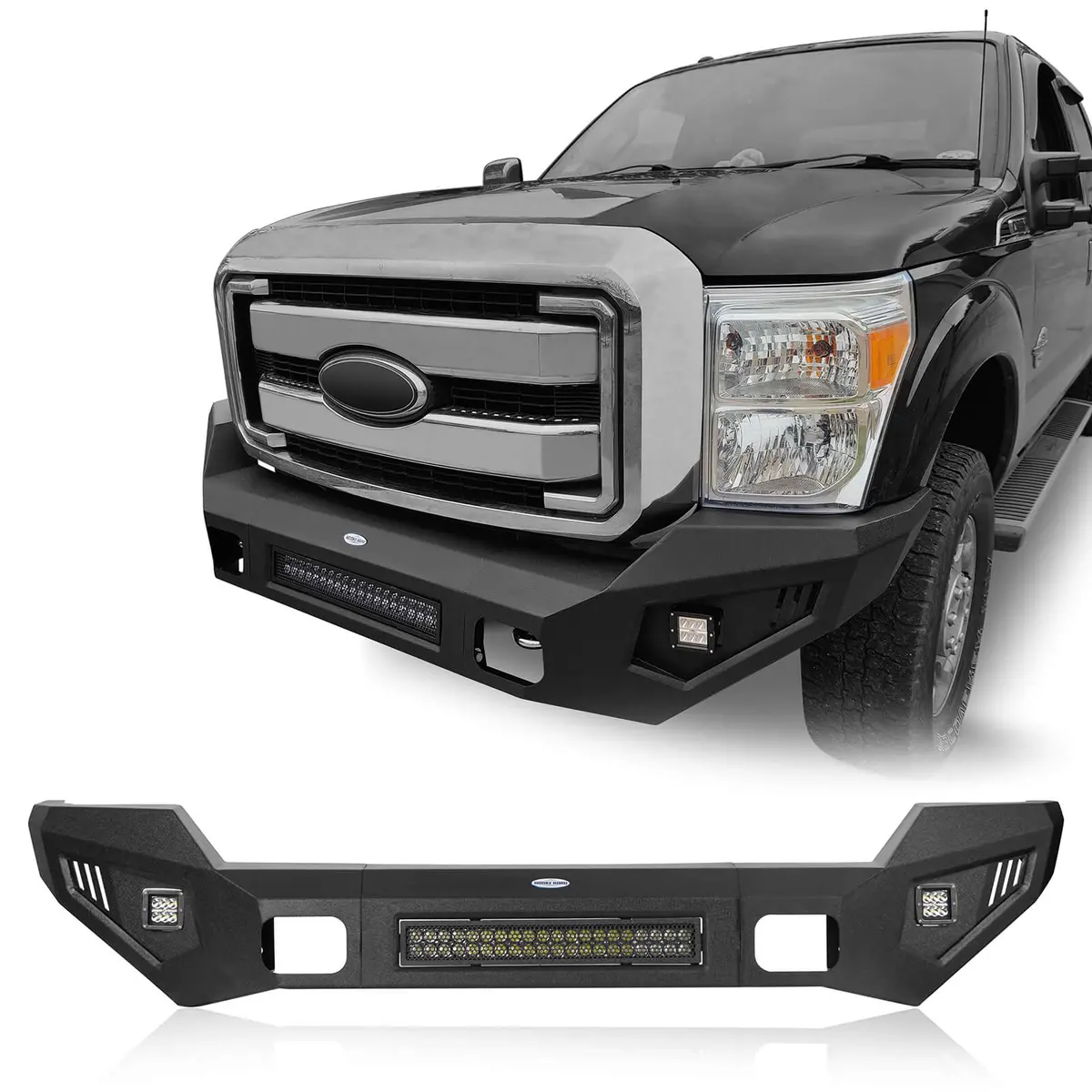 Full Width Front Bumper W/ Led Flood Spot Combo Light Bar(11-16 Ford F-250 F-350 ) - Hooke Road 1
