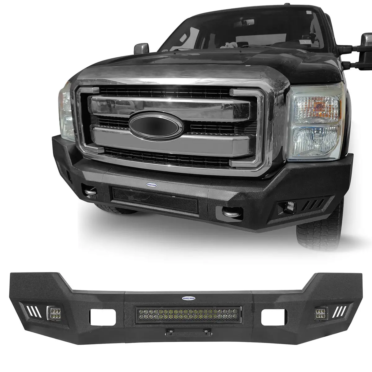 Full Width Front Bumper W/Led Flood Spot Combo Light Bar & Spotlights(11-16 Ford F-250 F-350 ) - Hooke Road 1