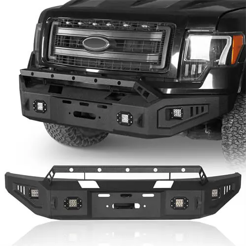 Hooke Road Full Width Front Bumper W/ Winch Plate For 2009-2014 Ford F-150 (Excluding Raptor) 1