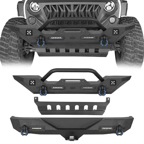 Hooke Road Front & Rear Bumper & Front Skid Plate(07-18 Jeep Wrangler Jk) 1