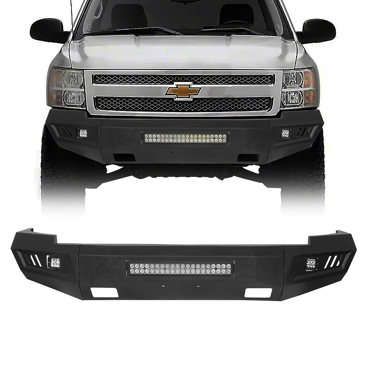 Hooke Road Front Bumper W/ Light Bar (07-13 Chevy Silverado 1500 Gen 2) 1