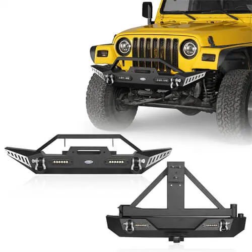 Hooke Road Blade Stubby Front Bumper & Explorer Rear Bumper Combo(87-06 Jeep Wrangler Tj Yj) 1