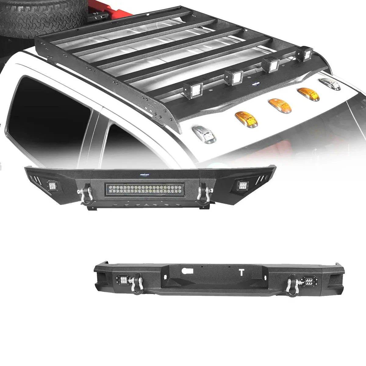Hooke Road Front Bumper & Back Bumper & Roof Rack(14-21 Toyota Tundra Crewmax) 1