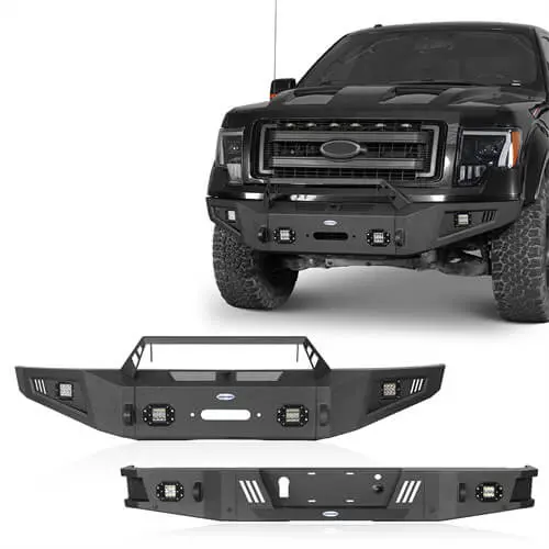 Hooke Road Full-Width Front Bumper & Rear Bumper Back Bumper(09-14 Ford F-150, Excluding Raptor) 1