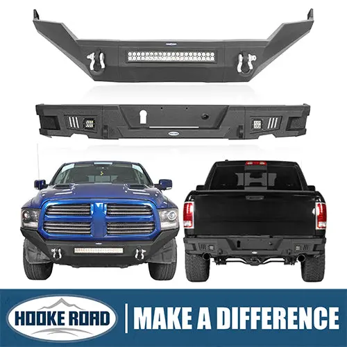 Hooke Road Front Bumper & Rear Bumper(13-18 Dodge Ram 1500, Excluding Rebel) 1