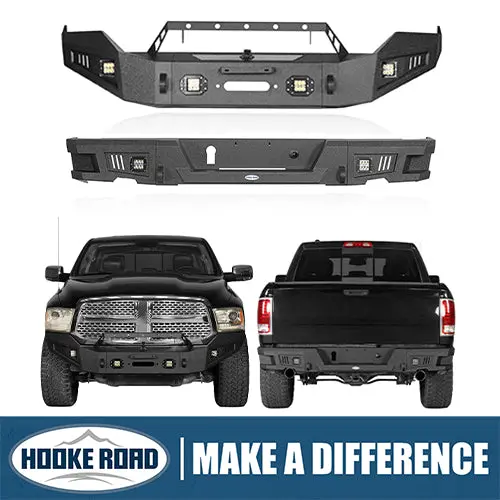Ram 1500 Full Width Steel Front Bumper & Rear Bumper Kits (2013-2018 Dodge Ram 1500,Excluding Rebel) - Hooke Road 1