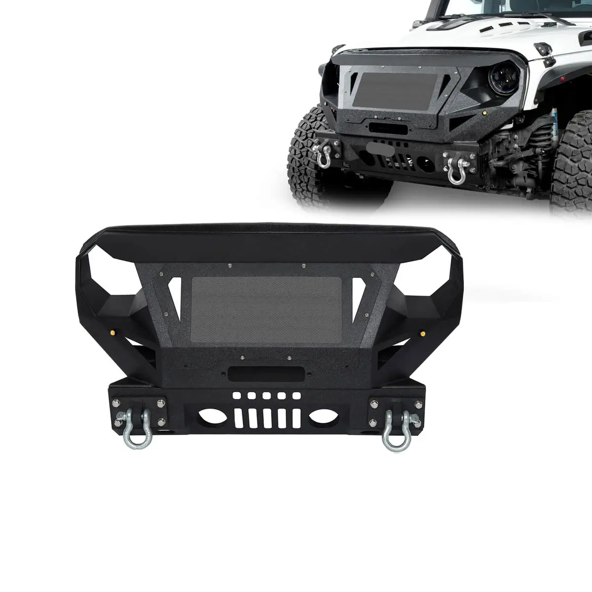 Hooke Road Mad Max Front Bumper W/Grill Guard & Winch Plate(07-18 Jeep Wrangler Jk) 1