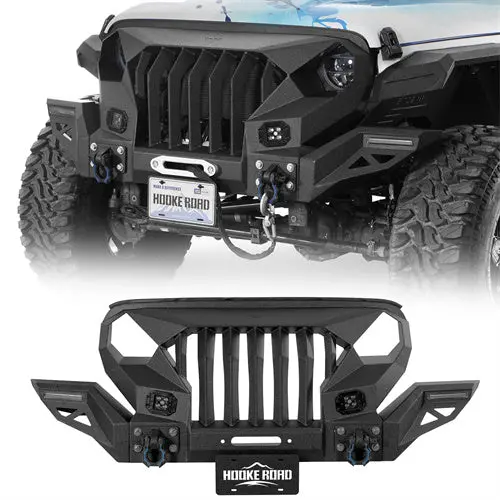 Mad Max Front Bumper Grill W/Wings & Led Lights(18-26 Jeep Wrangler Jl & Jeep Gladiator Jt) - Hooke Road 1