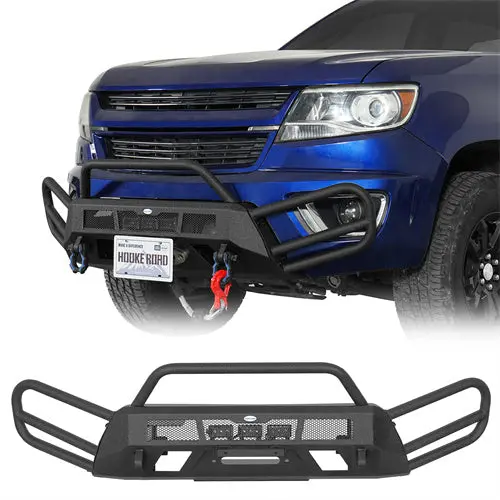 Stubby Front Bumper W/ Tube Guard & Spotlights For 2015-2020 Chevy Colorado (Excluding Zr2 Models) - Hooke Road 1