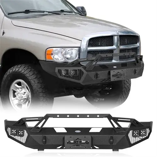 Front Bumper W/ Winch Plate & 4 × Led Lights For 03-05 Ram 2500 3500 (Excluding Diesel Models) - Hooke Road 1