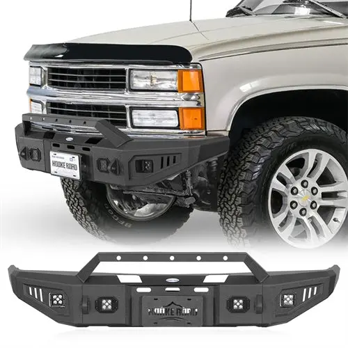 Front Bumper W/ Winch Plate & Led Spotlights (88-98 Chevy C/K 1500 2500 3500 & Gmc Sierra 1500 2500 3500) - Hooke Road 1