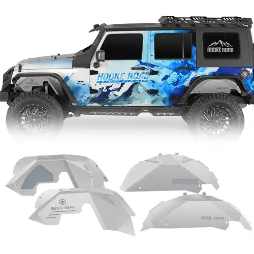 Front & Rear Aluminum Inner Fender Liners (07-18 Jeep Wrangler Jk) - Hooke Road 1