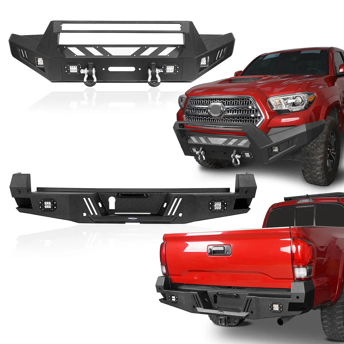 Hooke Road Front & Rear Bumpers Combo(16-23 Toyota Tacoma 3Rd Gen) 1