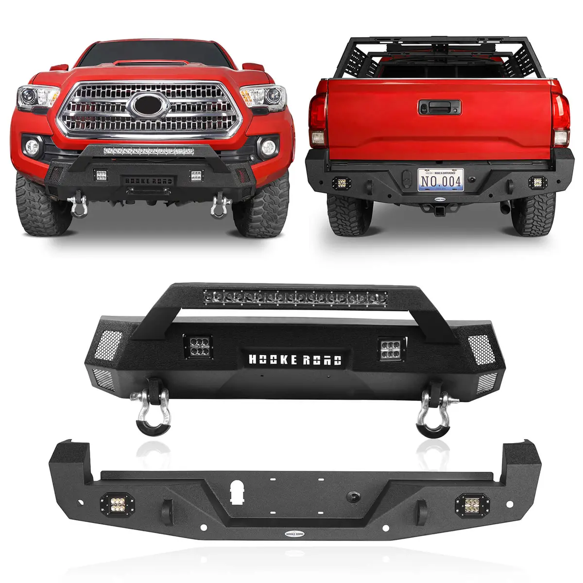 Hooke Road Front & Rear Bumpers Combo(16-23 Toyota Tacoma 3Rd Gen) 1