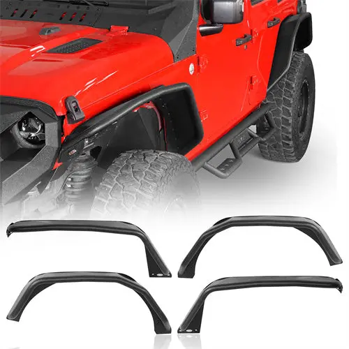 Front & Rear Fender Flares Kit W/Signal Lights For 2018-2026 Jeep Wrangler Jl - Hooke Road 1
