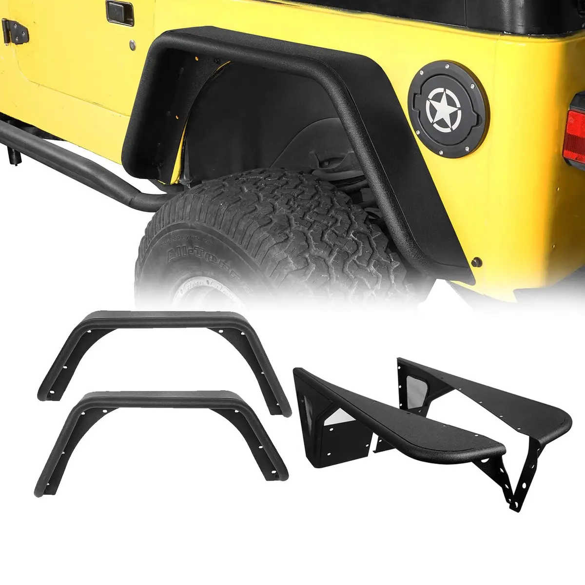 Hooke Road Front & Rear Fender Flares Tubular Fenders(97-06 Jeep Wrangler Tj) 1