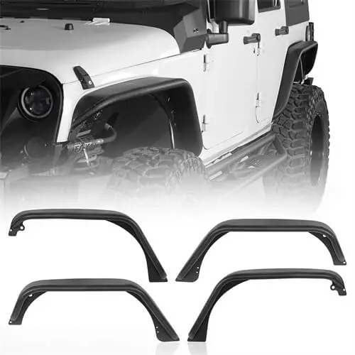 Front & Rear Tube Fender Flares Kit For 2007-2018 Jeep Wrangler Jk - Hooke Road 1