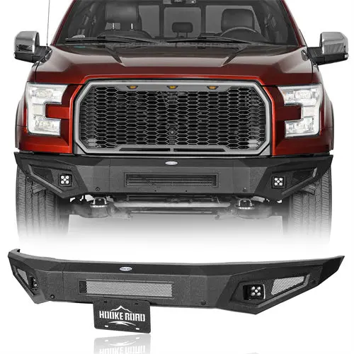 Full-Width Front Bumper W/ Led Spotlights For 2015-2017 Ford F-150 (Excluding Raptor) - Hooke Road 1