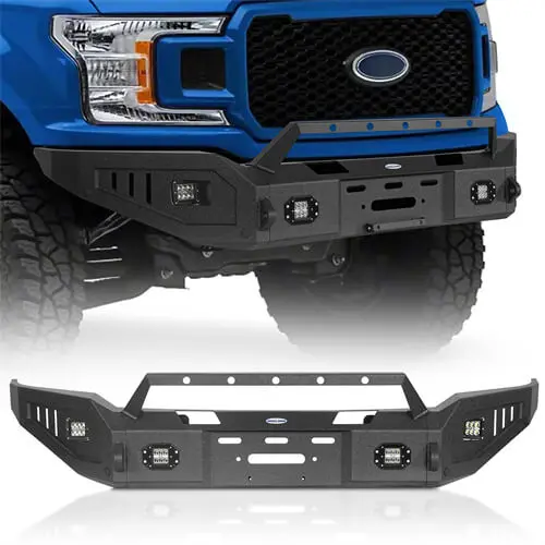 Full-Width Front Bumper W/ Winch Plate For Ford F-150 2018-2020 (Excluding Raptor) - Hooke Road 1