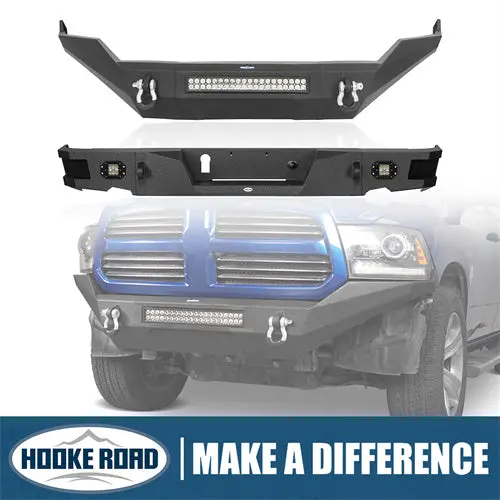Hooke Road Full Width Front Bumper & Rear Bumper(13-18 Dodge Ram 1500,Excluding Rebel) 1