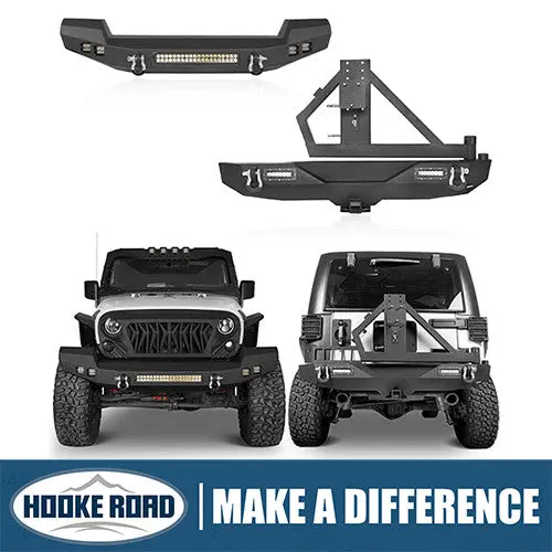 Hooke Road Full Width Front Bumper & Rear Bumper(07-18 Jeep Wrangler Jk) 1