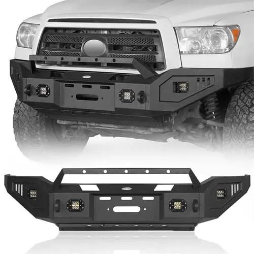 Textured Black Full Width Front Bumper W/ Winch Plate For 2007-2013 Toyota Tundra - Hooke Road 1