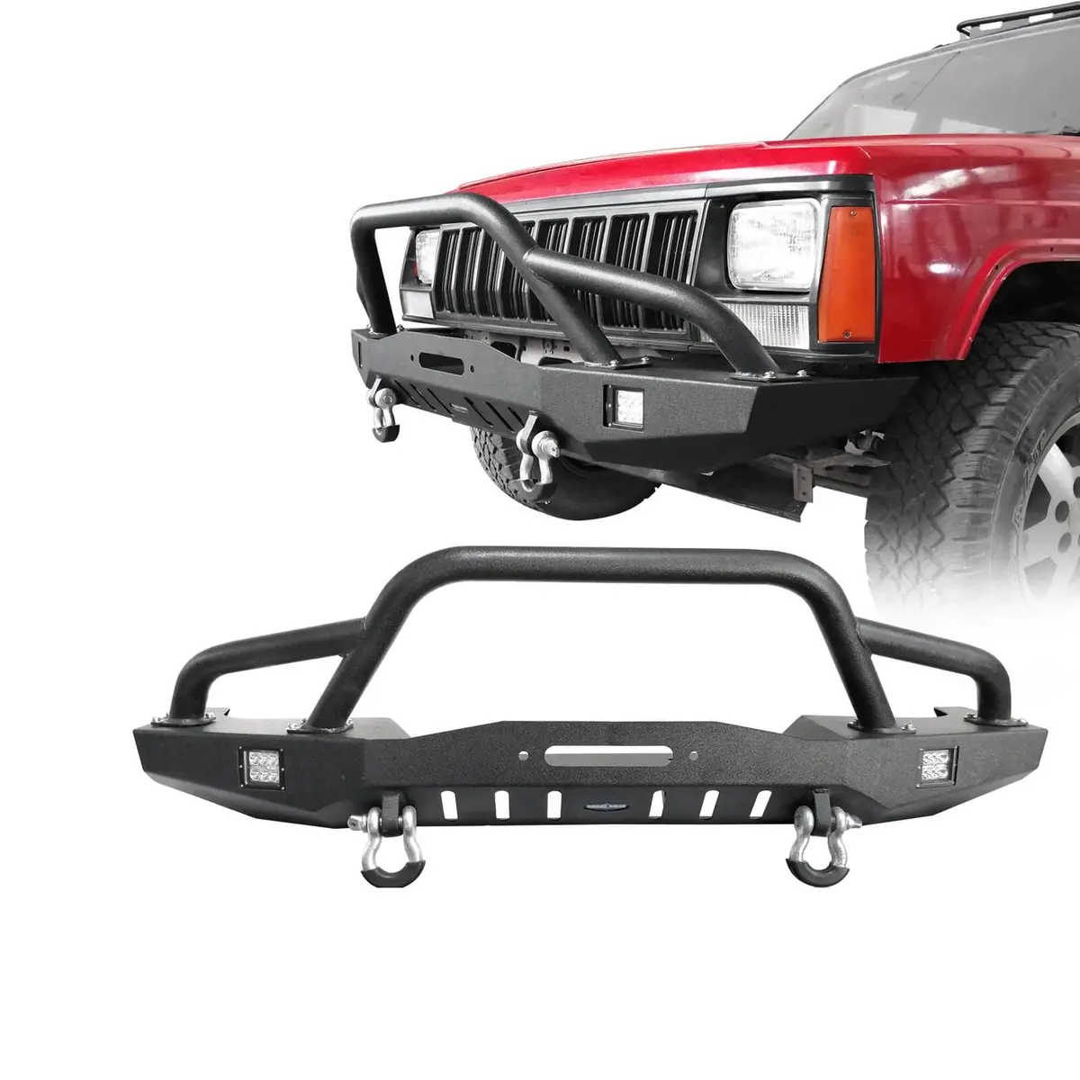 Hooke Road Destroyer Full Width Front Bumper W/Spotlights(84-01 Jeep Cherokee Xj) 1
