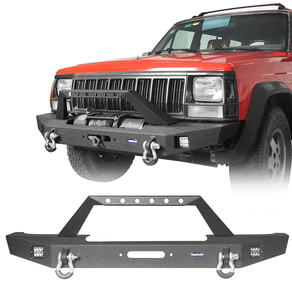 Hooke Road Destroyer Full Width Front Bumper W/ Winch Plate(84-01 Jeep Cherokee Xj) 1