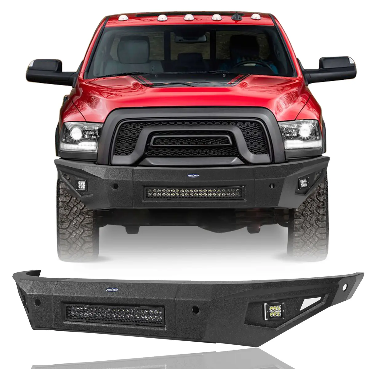 Hooke Road Full Width Front Bumper W/120W Led Light Bar(15-18 Ram 1500 Rebel) - Hrⅰ 1