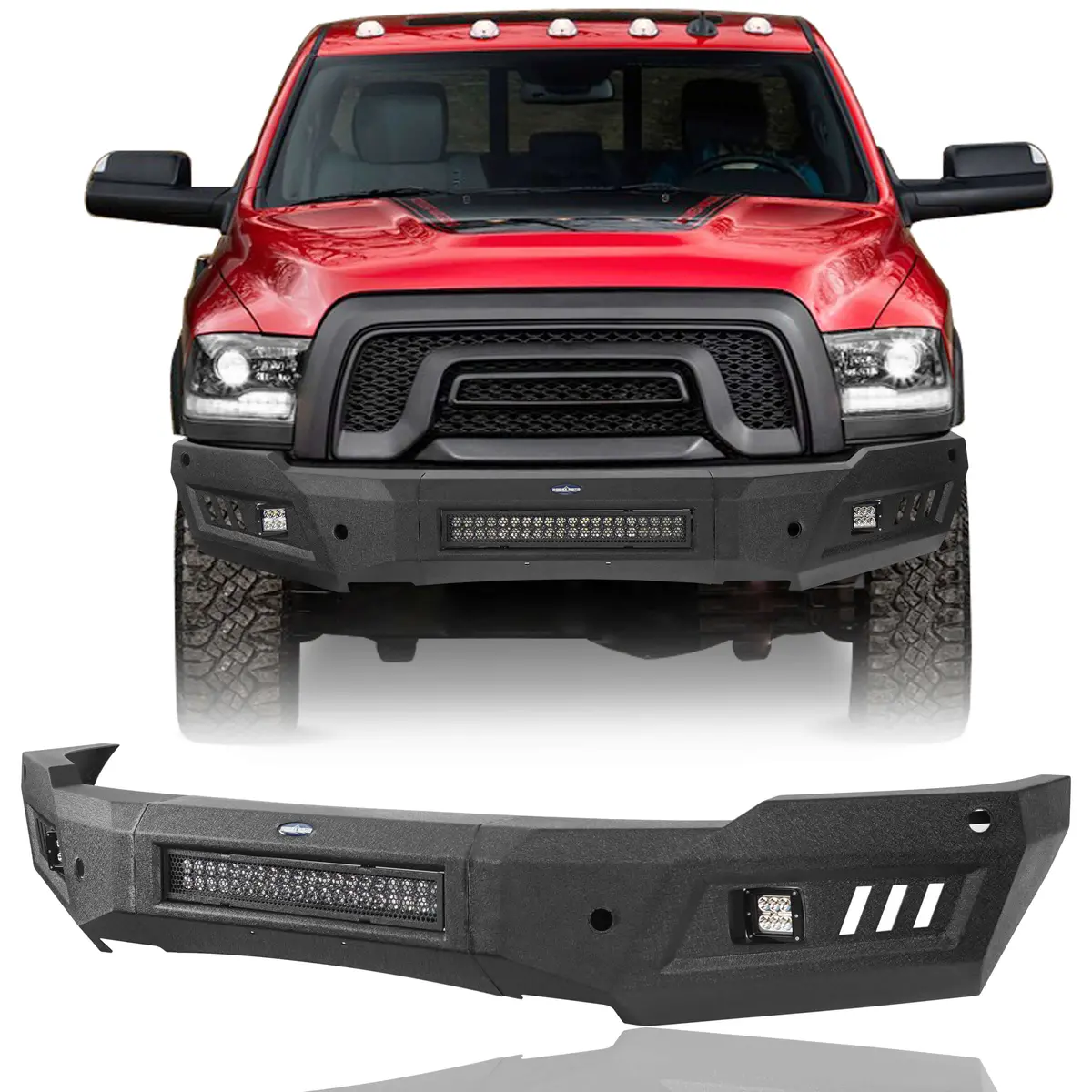 Hooke Road Full Width Front Bumper W/120W Led Light Bar(15-18 Ram 1500 Rebel) - Hr ⅱ 1