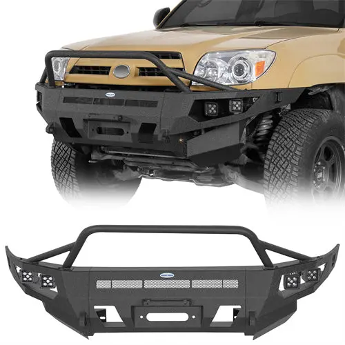 Full Width Front Bumper W/ Winch Plate & 4 Led Spot Lights (03-05 Toyota 4Runner) - Hooke Road 1