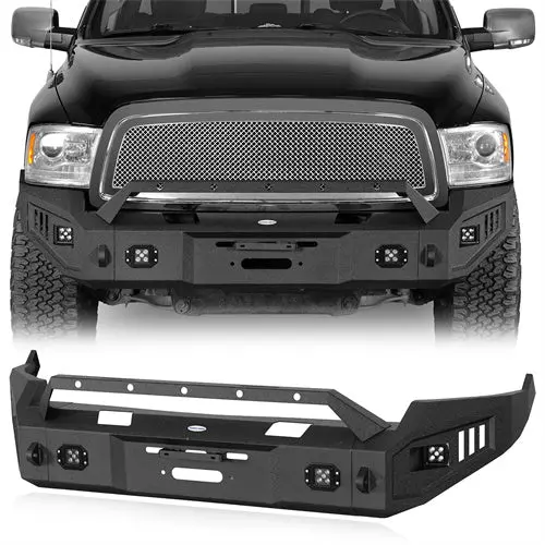 Full-Width Front Bumper W/ Winch Plate & 4 Led Spotlights (09-12 Ram 1500) - Hooke Road 1