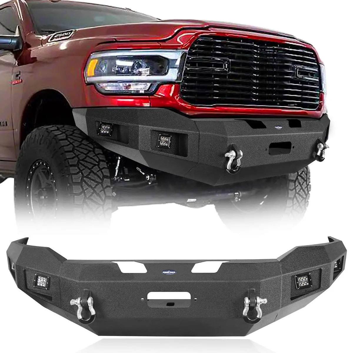 Hooke Road Full Width Front Bumper W/Winch Plate & Led Spotlights(19-24 Ram 2500 3500) - Discovery ⅰ 1