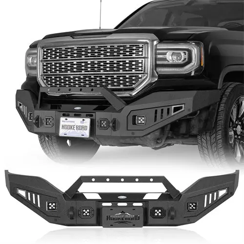 Full-Width Front Bumper W/ Winch Plate & Led Spotlights (16-18 Gmc Sierra 1500) -  Hooke Road 1