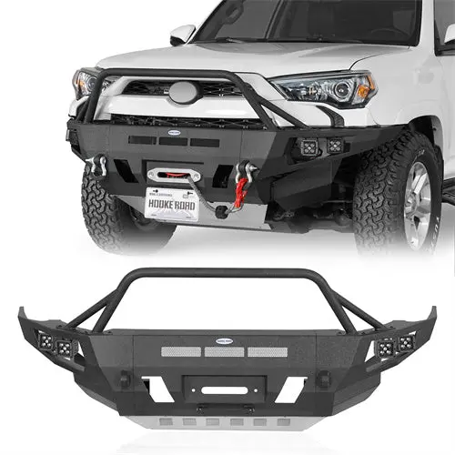 Aftermarket Full Width Front Bumper W/ Winch Plate & 4 Led Spot Lights (14-24 Toyota 4Runner) - Hooke Road 1