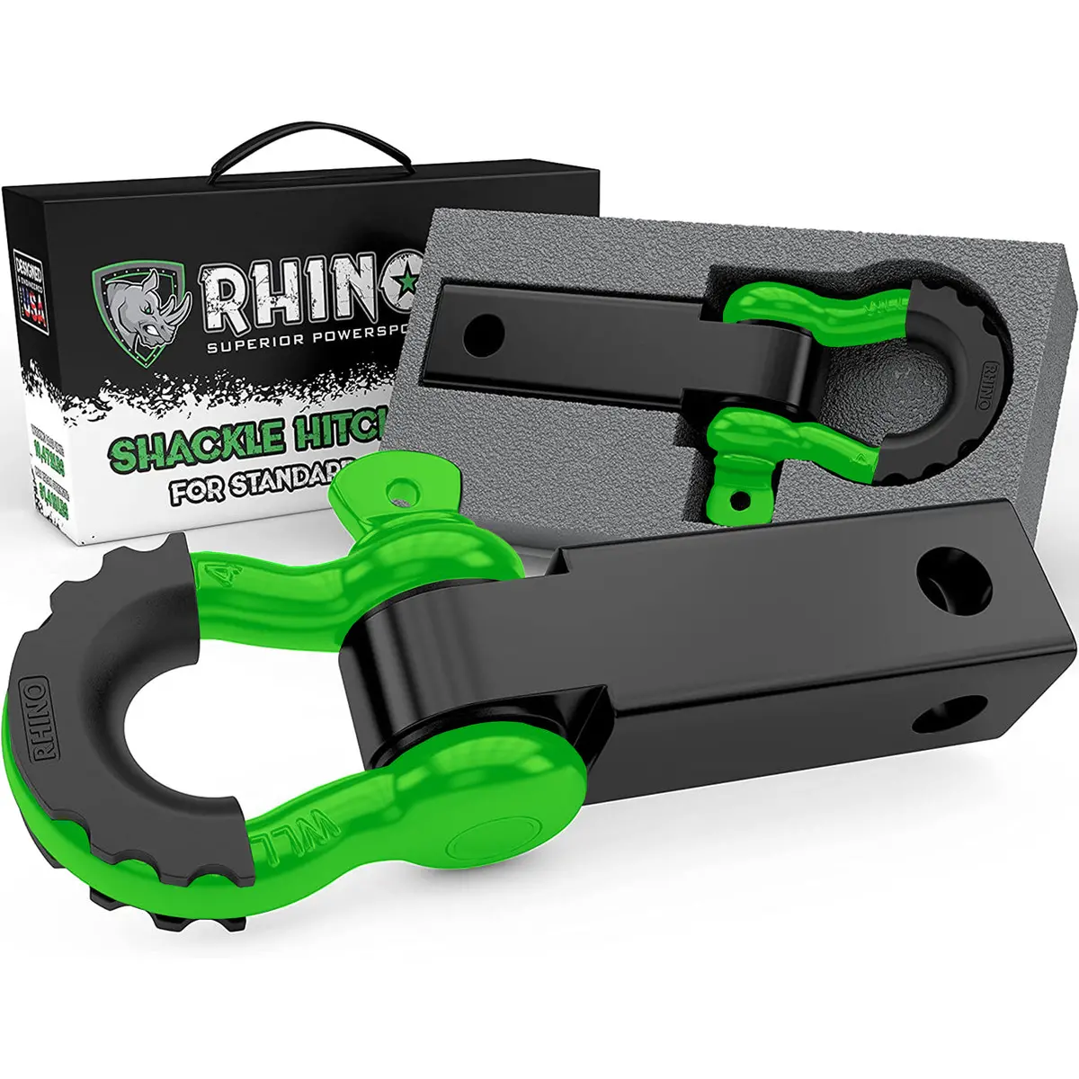 Rhino Usa Shackle Hitch Receiver W/ D-Ring (Green) 1