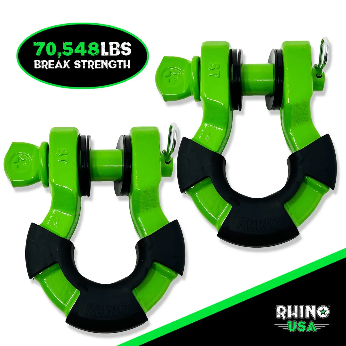 Rhino Usa 8T Super Shackle 2-Pack (Green) 1