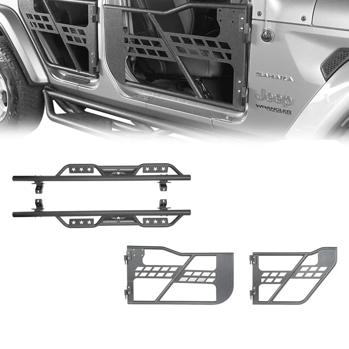 Hooke Road 4-Door Tubular Doors & Side Steps(18-26 Jeep Wrangler Jl) 1