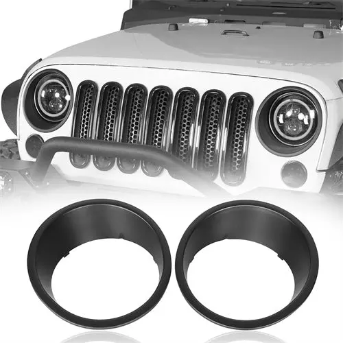 Headlight Cover Angry Bird Bezels Trim Matte Black Accessories (07-15 Jeep Jk Wrangler & Unlimited) - Hooke Road 1