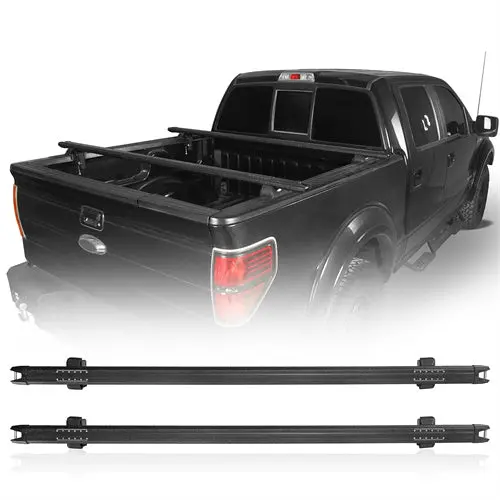 Heavy Duty Aluminum Truck Bed Rack Low Profile Adjustable Crossbars Rack Compatible With All Common Trucks - Hooke Road 1