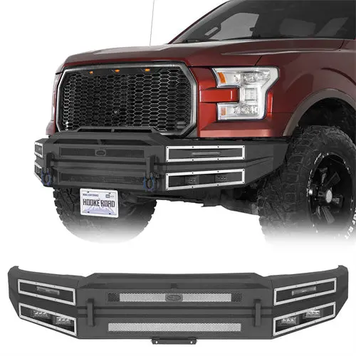 Heavy-Duty Steel Front Bumper For 2015-2017 Ford F-150 (Excluding Raptor) - Hooke Road 1