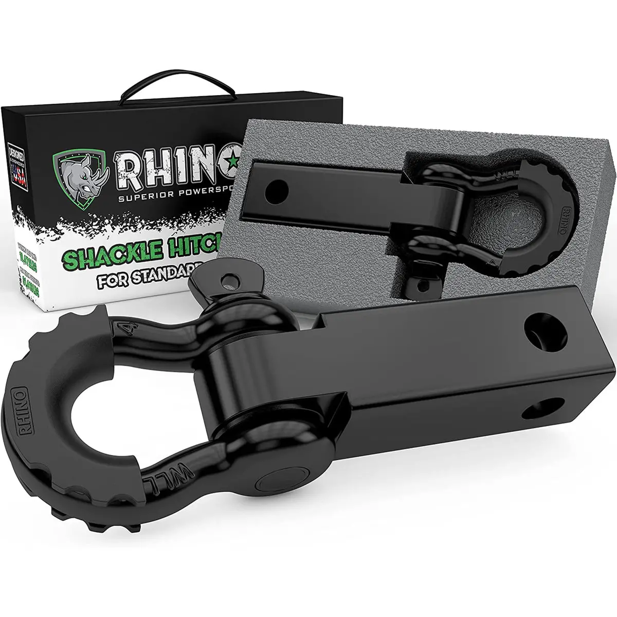 Rhino Usa Shackle Hitch Receiver W/ D-Ring (Black) 1