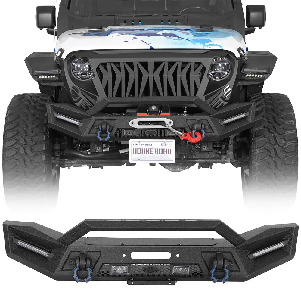 Aftermarket Front Bumper W/ Winch Plate (18-26 Jeep Wrangler Jl & 20-26 Gladiator Jt) - Hooke Road 1
