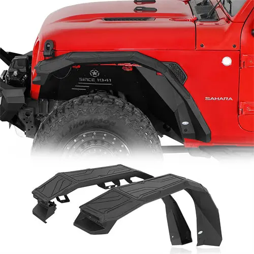 Aluminum Front Fender Flares W/ Led Lights & Turn Signal Lights (Jeep Wrangler Jl 18-26 & Gladiator Jt 20-26) - Hooke Road 1
