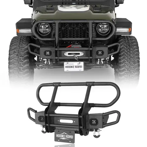 Rock Crawler Front Bumper W/ Grille Guard & Winch Plate (18-26 Jeep Wrangler Jl & 20-26 Gladiator Jt) - Hooke Road 1