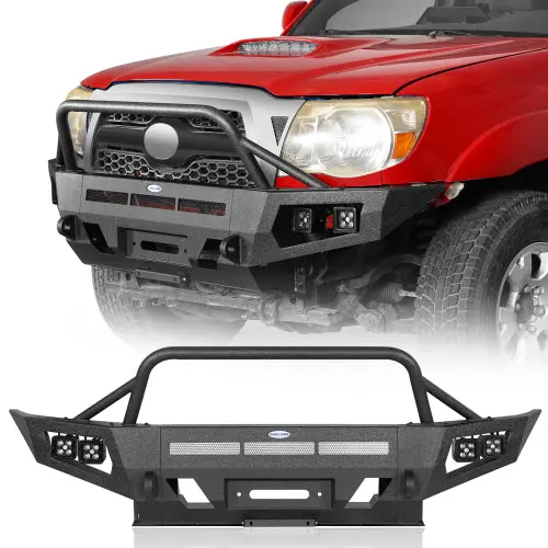 Hooke Road Earthshaker Front Bumper W/ Winch Plate & 4 Led Spot Lights (05-11 Toyota Tacoma) 1