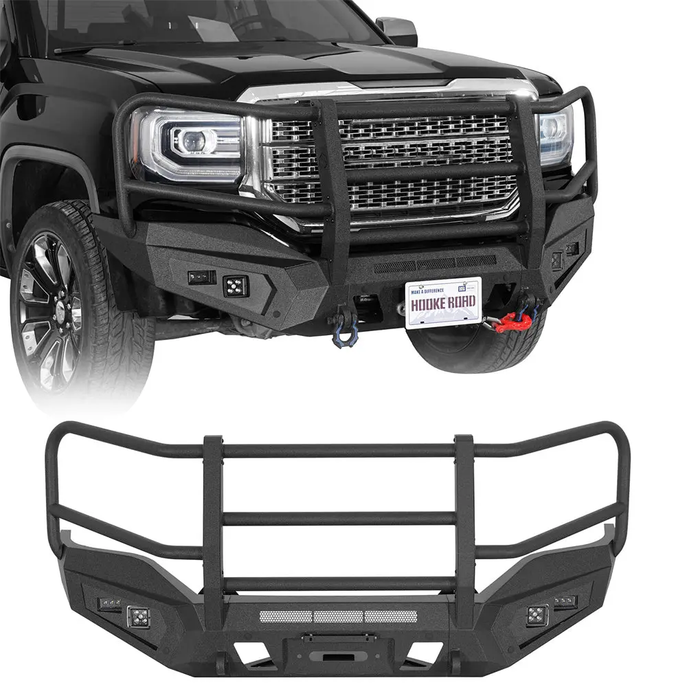 Front Bumper W/ Grille Guard (16-18 Gmc Sierra 1500) - Hooke Road 1