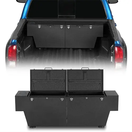 Pick-Up Tool Box Lockable Storage Boxes (05-23 Toyota Tacoma & 15-22 Chevy Colorado Gmc Canyon 5'2" Bed) - Hooke Road 1