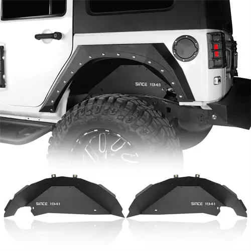 Hooke Road® Rear Inner Fender Liners Black Steel(07-18 Jeep Wrangler Jk) 1